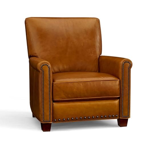 Pottery Barn IRVING LEATHER RECLINER WITH NAILHEADS pottery barn buy more save more sale