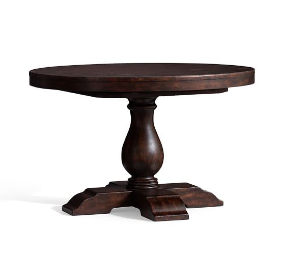 Pottery Barn LORRAINE PEDESTAL TABLE Rustic Brown pottery barn dining furniture sale 20% off 