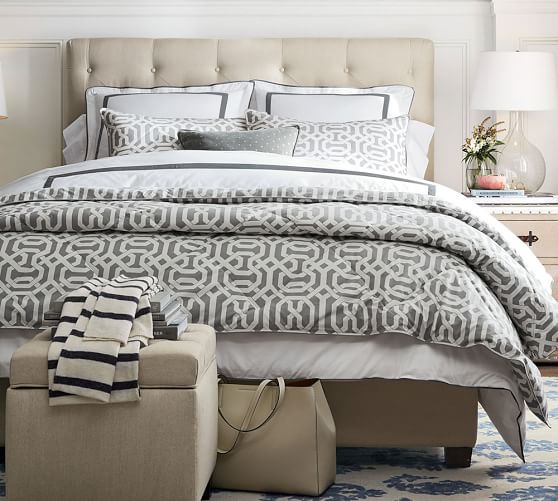 candace rose Pottery Barn LORRAINE TUFTED LOW BED & HEADBOARD sale candie anderson blog