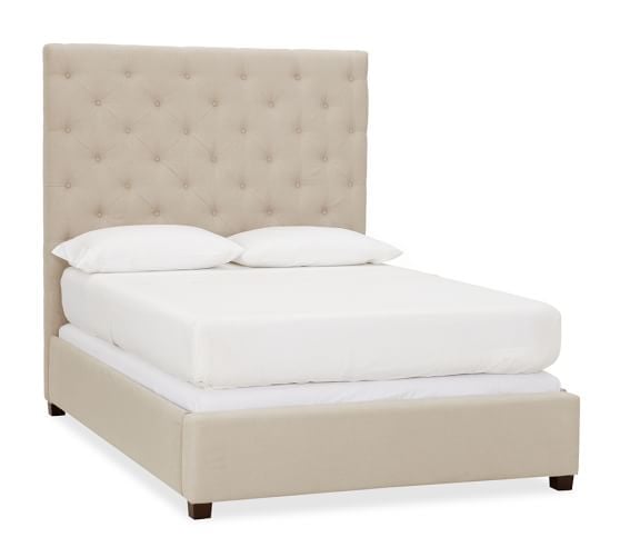 Pottery Barn LORRAINE TUFTED TALL BED & HEADBOARD pottery barn end of season sale Upholstered bed