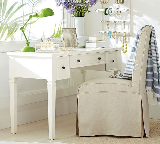 Pottery Barn MEREDITH VANITY DESK Antique White pottery barn home office sale 20% off