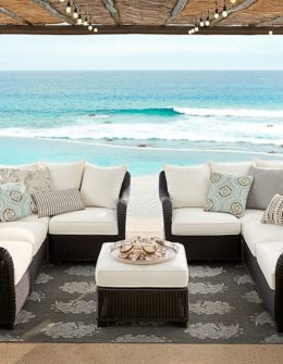 Pottery Barn PALMETTO ALL-WEATHER WICKER SECTIONAL SET - BLACK pottery barn end of season sale end of summer sale
