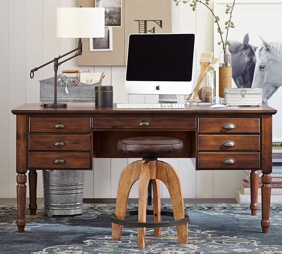 Pottery Barn PRINTER'S KEYHOLE DESK Pine Tuscan Finish pottery barn home office sale