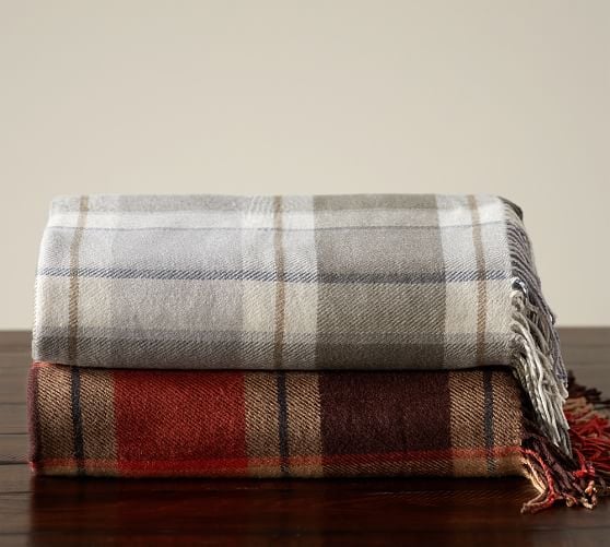 Pottery Barn RONAN PLAID THROW Neutral Multi Warm Multi pottery barn throw blankets sale 