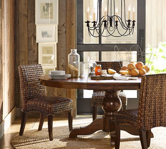 Pottery Barn SUMNER EXTENDING PEDESTAL DINING TABLE Rustic Mahogany Stain pottery barn buy more save more sale