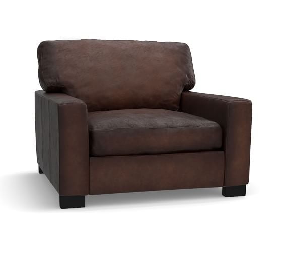 Pottery Barn TURNER SQUARE ARM LEATHER ARMCHAIRS pottery barn premier event sale 