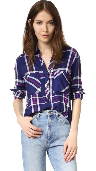 RAILS Dylan Plaid Button Down Navy White Orchid Shopbop end of season sale summer