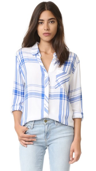 RAILS Hunter Plaid Button Down Shirt White Marina Shopbop end of season sale summer