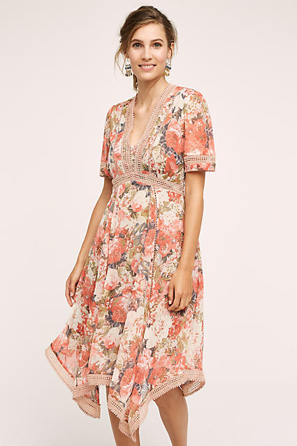 Ranna Gil Rose Bouquet Floral Print Dress Pink  anthropologie floral print dresses candace rose