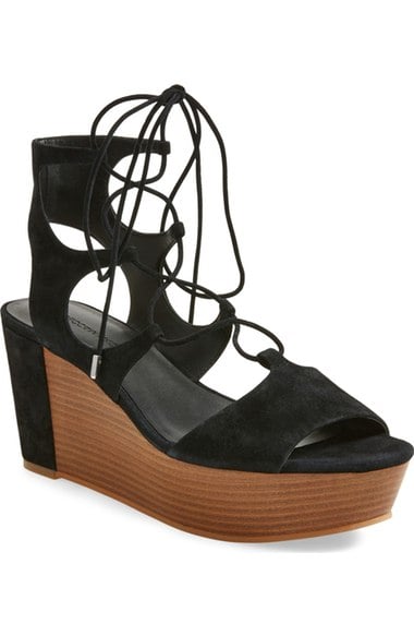 Rebecca Minkoff 'Cady' Wedge Sandal (Women) Black wedge sandals fall