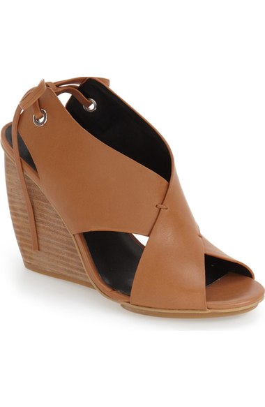 Rebecca Minkoff 'Eden' Wedge Butterscotch Leather wedge sandals fall 2016