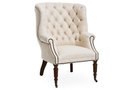 Regina-Andrew Design Clarissa Tufted Linen Club Chair Ivory One Kings Lane Furniture Warehouse Sale