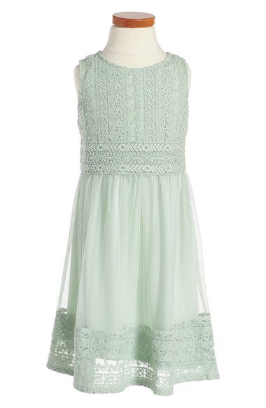 Ruby & Bloom Embroidered Sleeveless Dress (Toddler Girls, Little Girls & Big Girls) Green Fondant preschool first day of school dresses for toddler girls