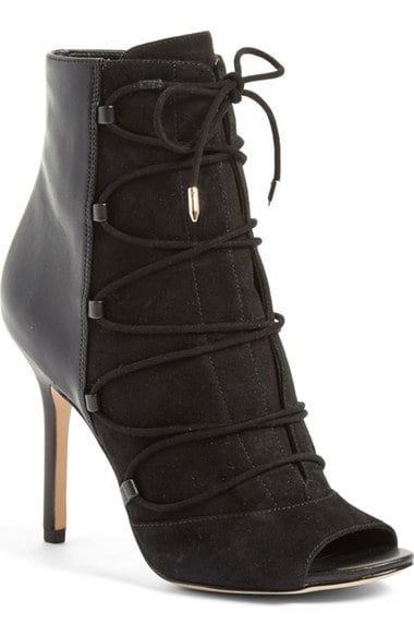 Candace Rose Sam Edelman 'Asher' Open Toe Bootie (Women) Black Suede nordstrom fashion blogger  candie anderson 