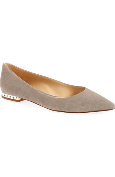 Sam Edelman 'Reyanne' Spike Rand Pointy Toe Flat (Women) Grey Frost Suede Nordstrom anniversary sale women's fashion under $100