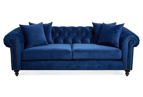 Saretta 90" Tufted Chesterfield Sofa, Blue One Kings Lane furniture warehouse sale candace rose