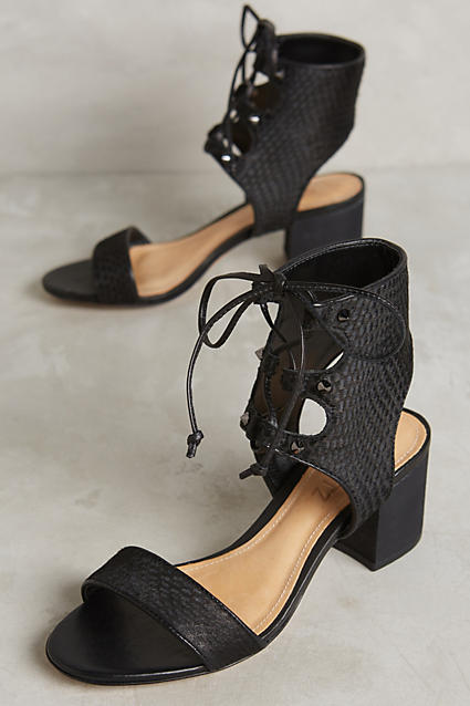 Schutz Darby Lace-Up Heeled Sandals Black block heel sandals summer 2016