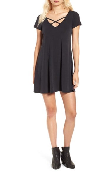 Socialite Cross Front T-Shirt Dress Solid Black t-shirt dresses summer candace rose