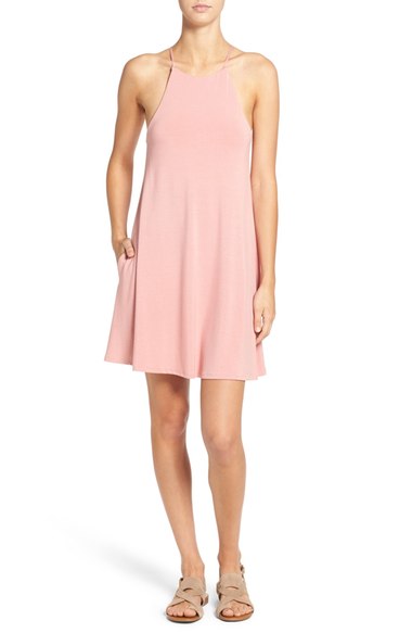 Socialite High Neck Knit Swing Dress Dusty Pink swing dresses for summer 2016