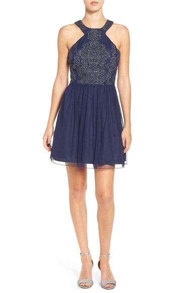 Speechless Embellished Skater Dress Navy Blue skater dresses summer wedding guest
