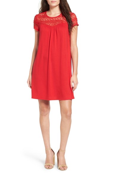 Speechless Lace Trim T-Shirt Dress New Red t-shirt dresses summer nordstrom candace rose