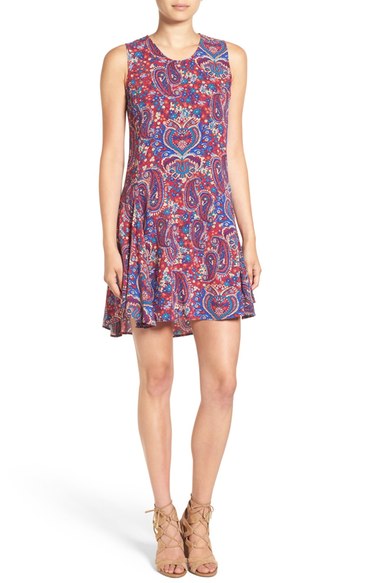 Splendid 'Kloe' Paisley Print Skater Dress Cranberry Multi skater dresses summer wedding guest