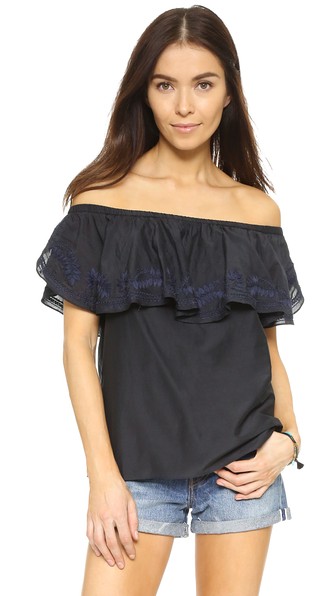 St. Roche Brigitte Off The Shoulder Top Black Shopbop end of season sale summer 2016