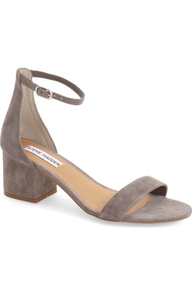 Steve Madden 'Irenee' Ankle Strap Sandal (Women) Grey Suede block heel sandals summer 2016