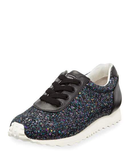 Stuart Weitzman Alison Glitter Sneaker Black Glitter back to school shoes for little girls candace rose neiman marcus