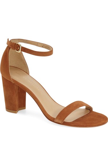 Stuart Weitzman 'NearlyNude' Ankle Strap Sandal (Women) Saddle Suede block heel sandals summer 2016
