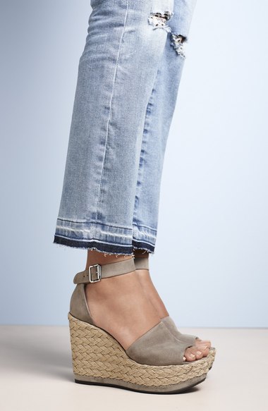 Stuart Weitzman 'Soho Gal' Espadrille Wedge Sandal (Women) Topo Suede wedge sandals fall 