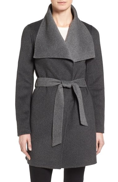 T Tahari Tahari 'Ella' Belted Two-Tone Wool Blend Wrap Coat (Regular & Petite) Charcoal Grey Nordstrom anniversary sale women's jackets under $200 