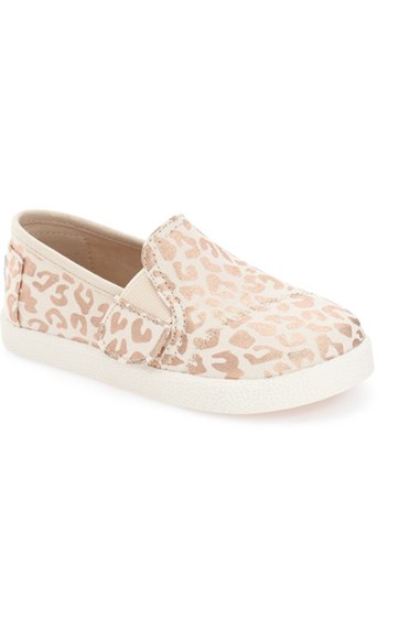 TOMS 'Avalon' Slip-On (Toddler, Little Kid & Big Kid) Cheetah Print Metallic Gold back to school shoes for little girls candace rose nordstrom