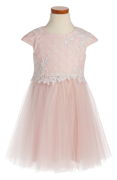 Tadashi Shoji Floral Embroidered Tulle Dress (Toddler Girls, Little Girls & Big Girls) Ivory Rose toddler girls dress back to school preschool