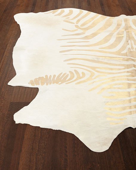 candace rose Tali Golden Zebra Rug, 5' x 7' Gold Cream Neiman Marcus bedroom and bath sale candie anderson