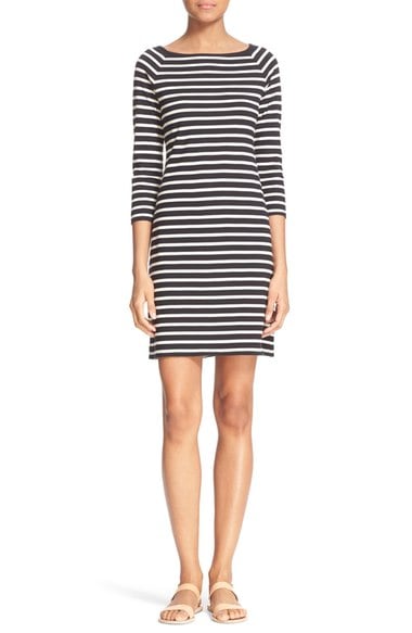 Theory 'Lesnoy' Stripe Knit Dress Black Cream t-shirt dresses summer nordstrom