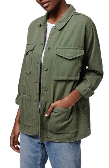 Topshop Authentic Washed Khaki Jacket Olive nordstrom military jackets fall fashion candace rose