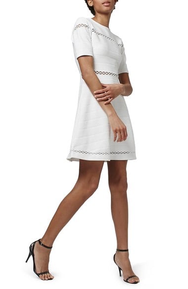 Topshop Openwork Inset Bandage Skater Dress Ivory summer wedding guest season
