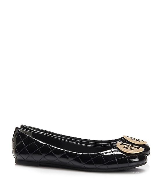candace rose Tory Burch QUINN QUILTED FLAT Black Gold tory burch private sale candie anderson