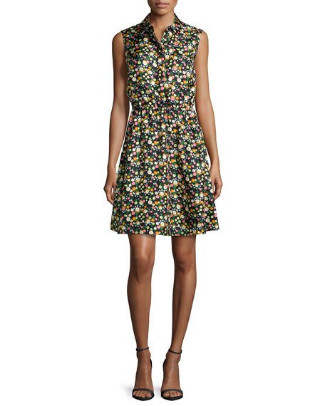 Tory Burch Ryder Floral-Print Silk Shirtdress Villette  neiman marcus floral print dresses candace rose