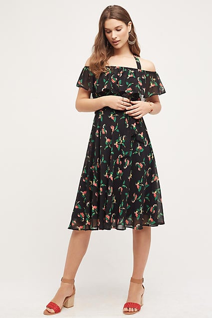 Vanessa Virginia Nigella Off The Shoulder Dress Floral Print Black anthropologie extra 25% off sale