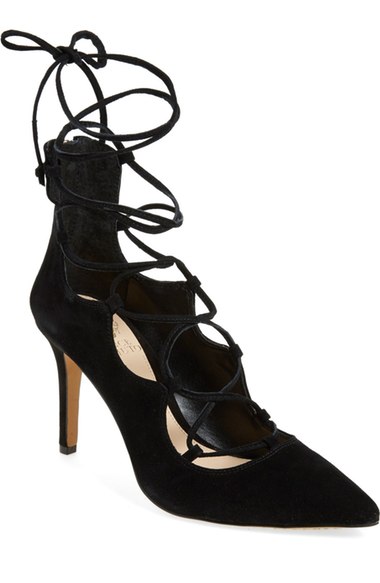 Vince Camuto 'Barsha' Lace-up Pump (Women) (Nordstrom Exclusive) Black Suede Nordstrom anniversary sale women's fashion shoes under $100