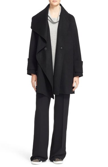 Vince Drape Neck Wool Blend Coat Black Nordstrom anniversary sale women's fashion under $500