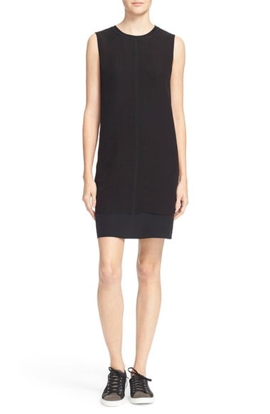 Vince Overlay Panel Sleeveless Silk Shift Dress Black Nordstrom anniversary sale women's fashion under $500