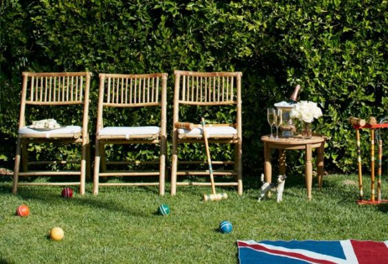 White Bamboo Collapsible Chairs, Pair One Kings Lane furniture warehouse sale 