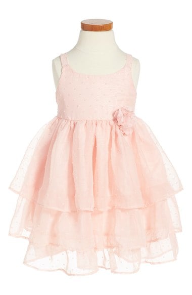 Zunie Dot Ruffle Dress (Toddler Girls, Little Girls & Big Girls) Blush Pink dresses for toddler girls first day of preschool