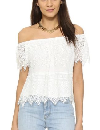 cupcakes and cashmere Sunset Lace Off Shoulder Top Ivory Shopbop end of season sale summer 2016 fashion