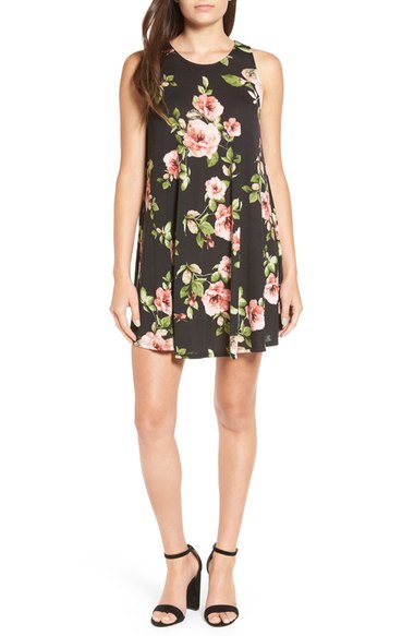 dee elle Strappy Floral Print Swing Dress Black nordstrom floral print dresses candace rose