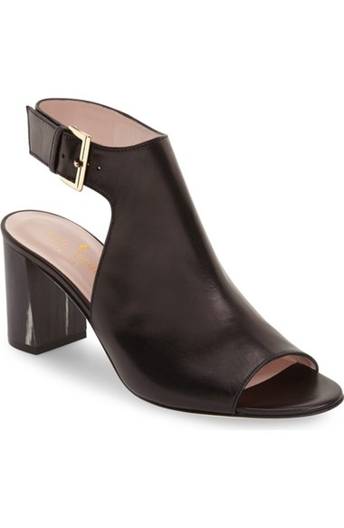 kate spade new york 'emina' open toe bootie (Women) black nappa