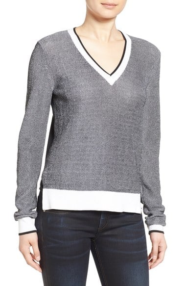 rag & bone/JEAN 'Ainsley' V-Neck Sweater Black White Nordstrom anniversary sale women's fashion under $200
